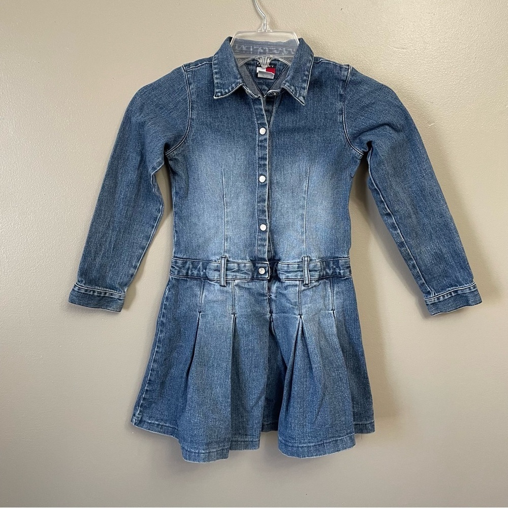Tommy Hilfiger denim girls dress Sz 6X casual pearl snaps western